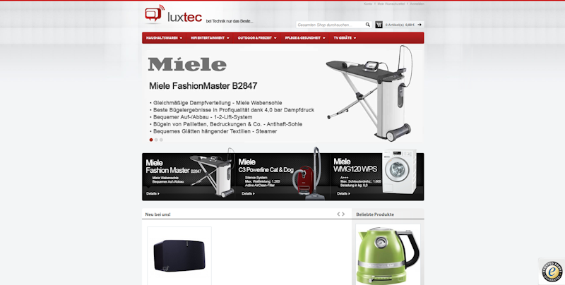 Снимка на главната страница на уеб сайта Luxtec Luxembourg