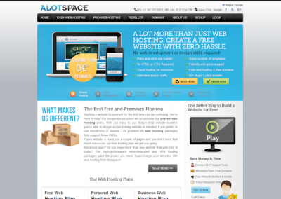Снимка на главната страница на уеб сайта AlotSpace