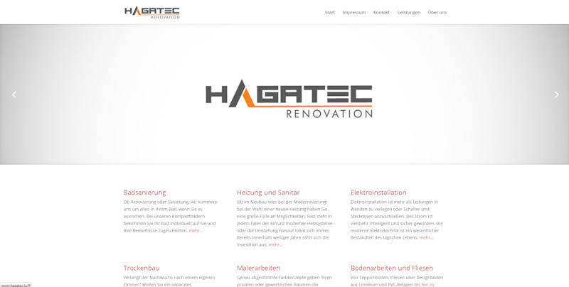 Снимка на главната страница на уеб сайта Hagatec