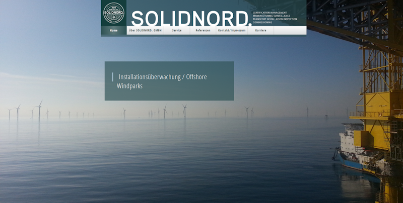 Снимка на главната страница на уеб сайта SolidNord